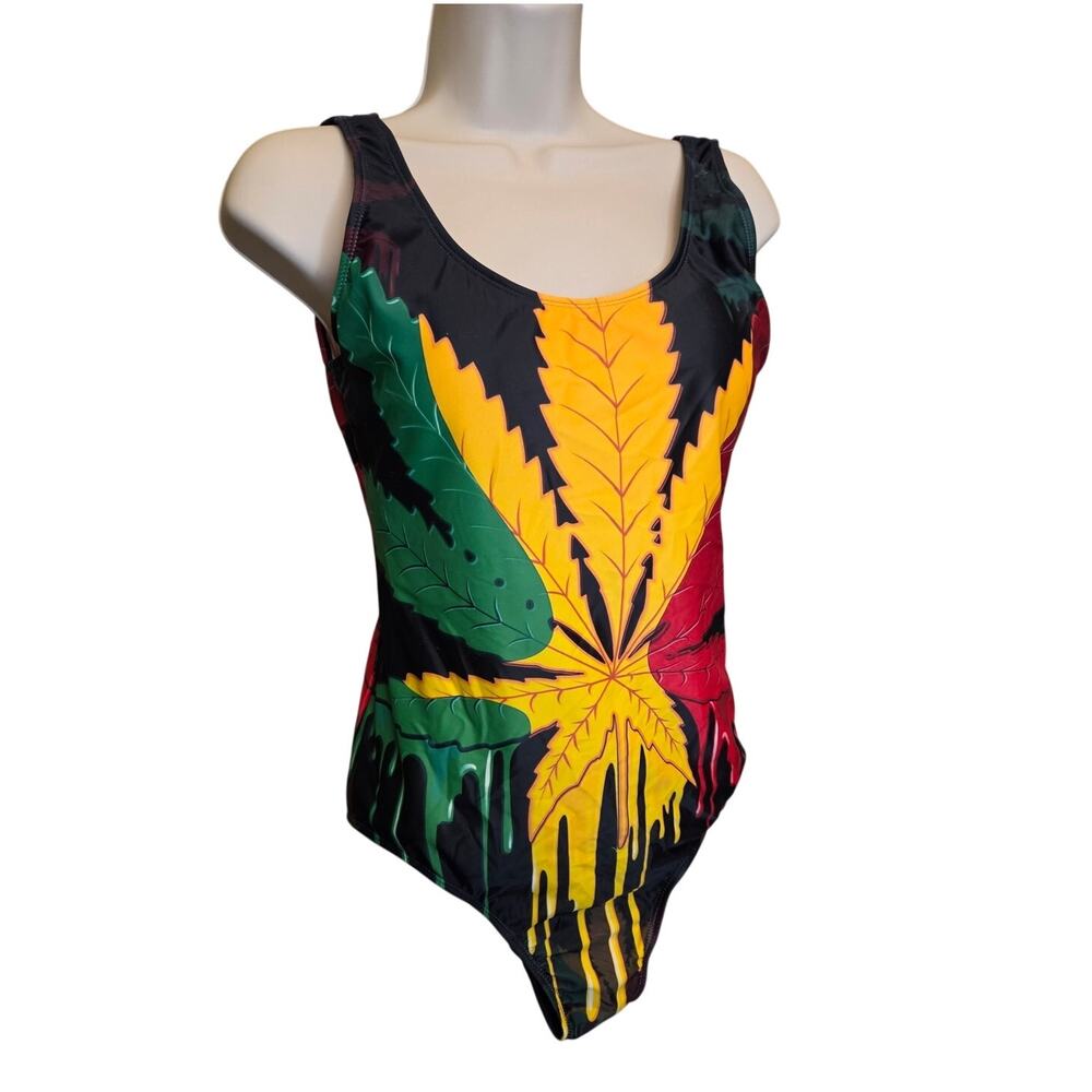 Fire Bathing Suit with a Big Leaf